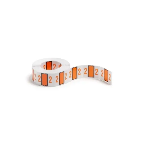 Smead Single Digit End Tab Labels Number 2 Light Orange 500/Roll 67372 image {1}