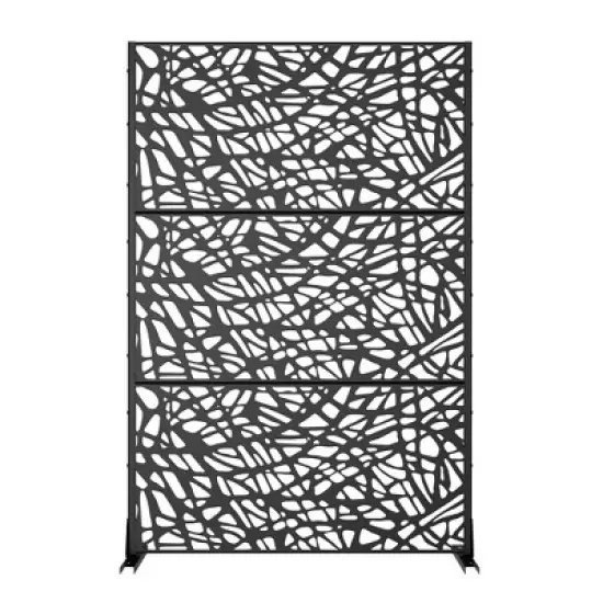PexFix 72 in. x 47 in. Outdoor Metal Privacy Screen Garden Fence in Web Pattern in Black image {2}