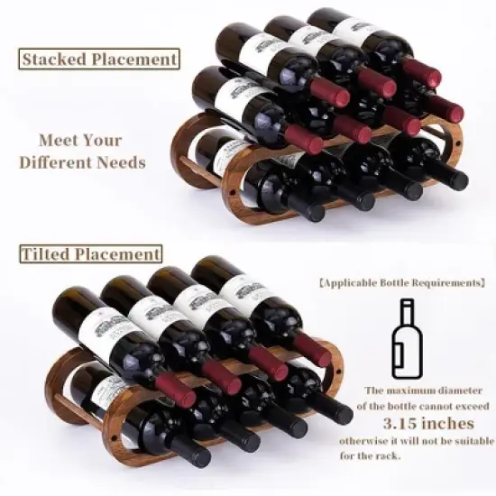 Itopfox Adjustable Wine Rack and Water Bottle Organizer for Cabinet and Countertop - 2 in 1 Acacia Wood Storage Solution image {1}