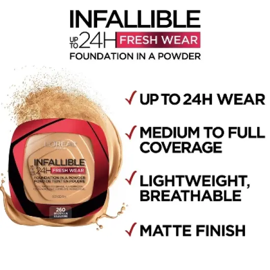 L'Oreal Paris Infallible Up to 24H Fresh Wear Foundation in a Powder - 0.31oz image {2}
