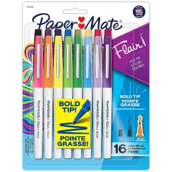 Paper Mate Flair Felt Tip Pens Bold Tip 1.2mm Assorted Colors 16/Pack (SAN2125413) image {1}