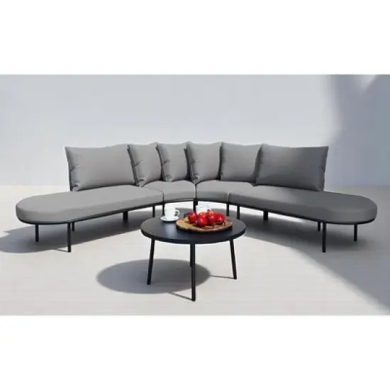 Mshliw Outdoor Patio Furniture Set - 6-Piece Modular Sectional Sofa with Coffee Table, Cushion&ndash;  Patio Seating for Garden, Backyard, Deck, Porch image {9}