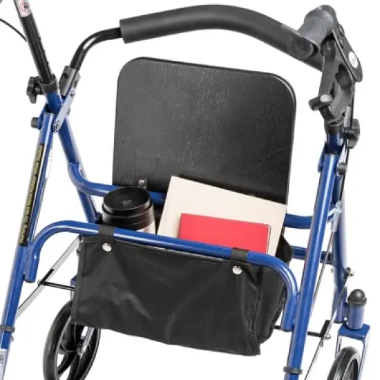Drive Medical 4-Wheel Rollator - Fold-Up Removable Back, Adjustable Seat Height - Blue image {6}