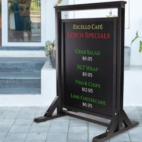 Excello Global Products Rustic Handcrafted Chalkboard Sign: Sidewalk Sign Message Board with Double Sided Display image {6}