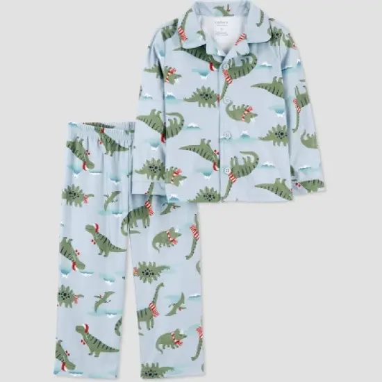 Carter's Just One You&reg; Toddler Boys' Festive Dino Pajama Set - Green/Blue  image {3}