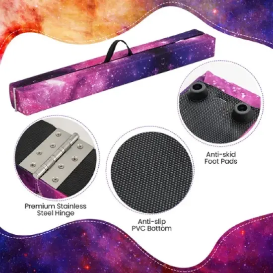 Costway 8 FT Folding Gymnastic Beam with Anti-slip Base Pine Wood Frame Carrying Handle Blue/Beige/Pink/Dark Purple/Purple/Multicolor image {4}