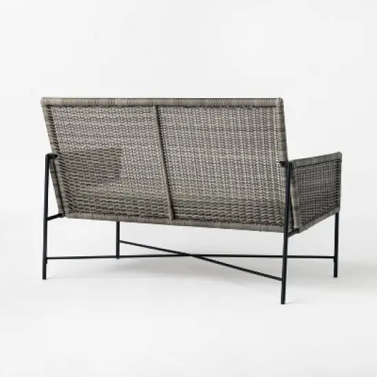 Wicker & Metal X Frame Patio Loveseat - Gray - Threshold&trade; designed with Studio McGee image {3}