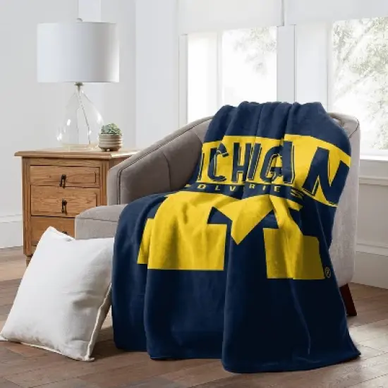 60" x 80" NCAA Michigan Wolverines Raschel Throw Blanket image {1}