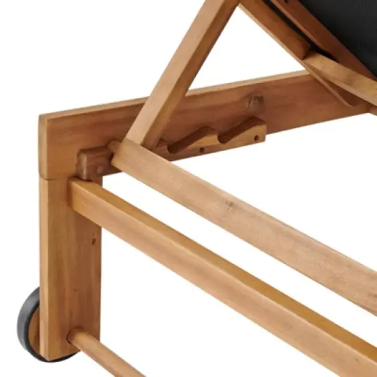 Sunapee Acacia Wood Outdoor Lounge Chair with Mesh Seating - Natural - Alaterre Furniture image {6}