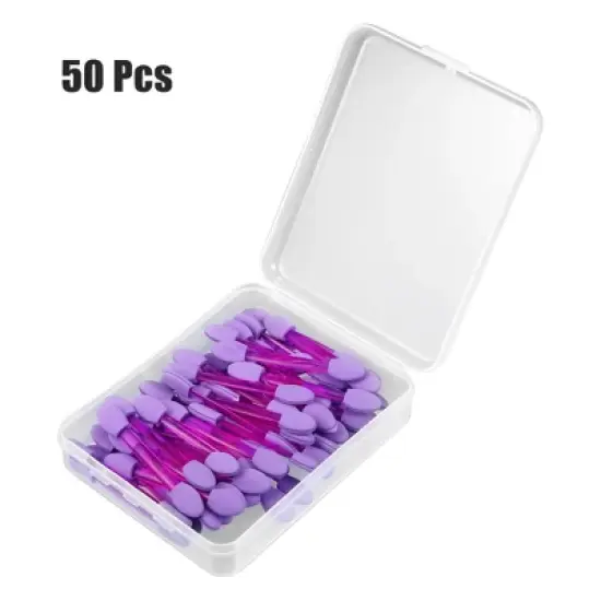 Unique Bargains Short Sponge Dual Sides Eye Shadow Makeup Brushes Applicator Purple Clear 50 PCS image {5}