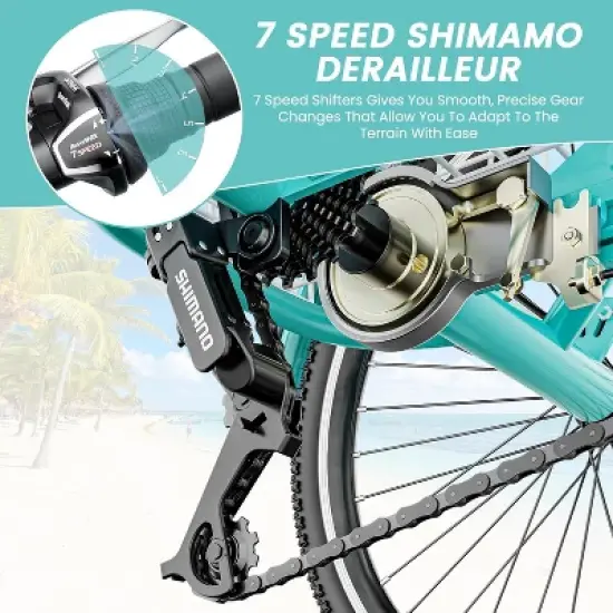 DoCred Trikes, 24 Inch 7 Speed Tricycles, Three Wheel Bikes with Basket image {1}