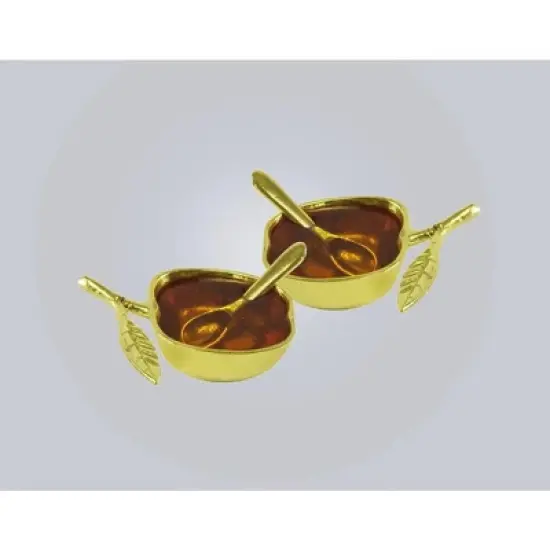 Classic Touch Set of 2 Gold Salt/Honey Dish image {2}