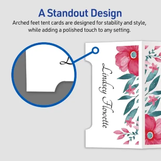 Avery Printable Arched Place Cards with Sure Feed Technology, 2-1/16" x 3-3/4", White, 100 Blank Tent Cards for Laser or Inkjet Printers (35700) image {3}