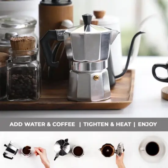 Espresso Coffee Maker &ndash; Durable Aluminum, Fast Brewing, Sleek Design image {4}