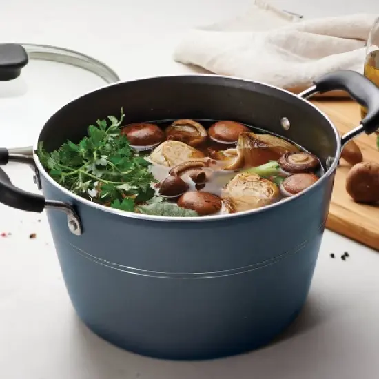 Tramontina 8qt Aluminum Non Stick Covered Stock Pot - Blue image {4}