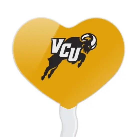 NCAA Virginia Commonwealth University Secondary Heart Love Cupcake Picks Toppers Decoration Set of 6 image {1}