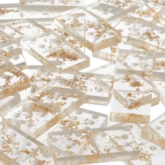 Acrylic Dominos Set - 28-Piece Domino Game with Display Box - Strategy Game, Tabletop Decoration and Modern Home Decor - Gold Foil image {6}