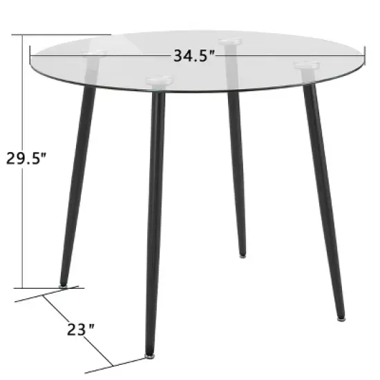 Avatar 34.5" Width Glass Top Modern Round Dining Table Black 4 Point/leg-The Pop Home image {3}