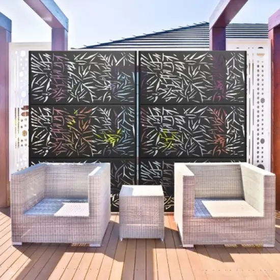 PexFix 72 in. x 47 in. Outdoor Privacy Screen Garden Fence Bamboo Pattern in Black image {3}