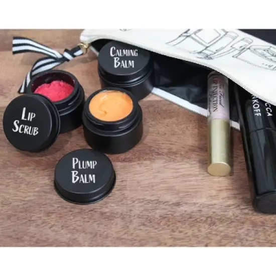 Darware Black Mini Glass Balm Jars, 24pk; Little Cosmetic Jars w/ Lined Black Metal Lids image {3}