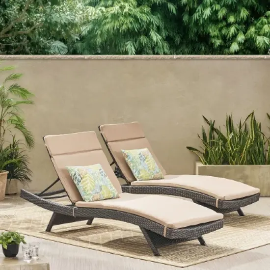 Christopher Knight Home Olivia Rattan Adjustable Gray Chaise Lounges with Cushion(Set of 2) image {13}