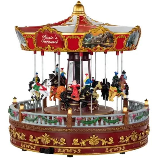 Northlight 14" LED Lighted Animated and Musical Carousel Christmas Decoration image {4}