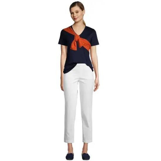 Lands' End Women's Relaxed Supima Cotton Short Sleeve V-Neck T-Shirt image {3}