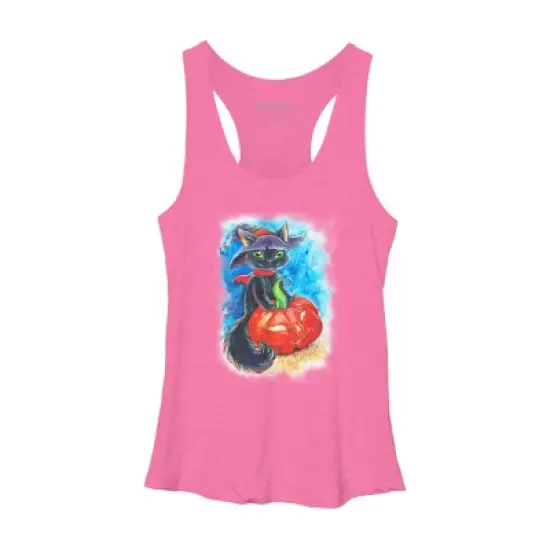 Women's Design By Humans halloween. the witch cat By POLINART Racerback Tank Top image {9}