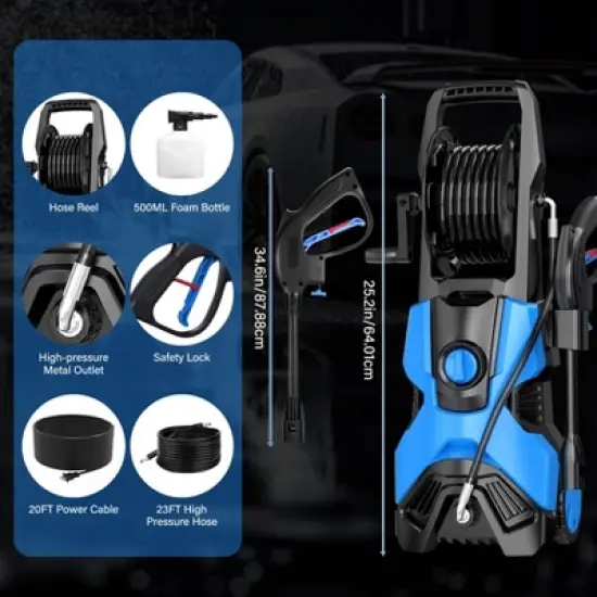 SKONYON Electric Pressure Washer, 2.0 GPM Power Washer with 4 Quick Connect Nozzles, High Pressure Cleaning Machine with Foam Cannon image {2}