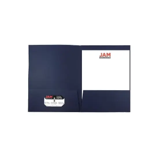JAM Paper Two-Pocket Textured Linen Business Folders Navy Blue Bulk 25/Pack 386LNAA image {5}