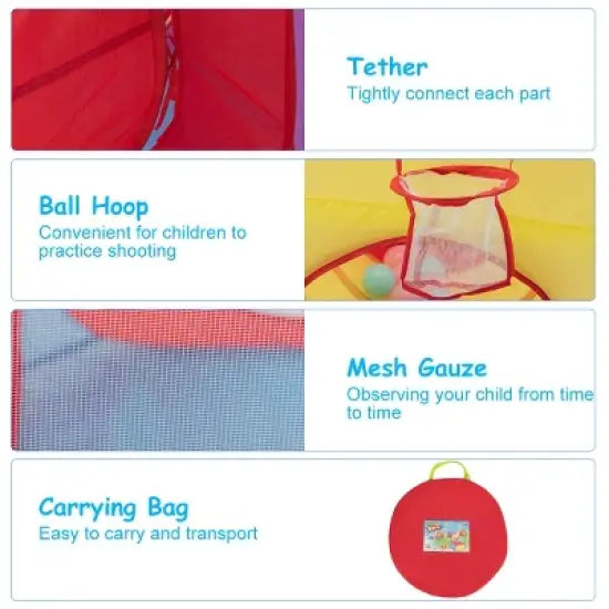 Costway 7pc Kids Ball Pit Play Tents & Tunnels Pop Up Baby Toy Gifts image {8}