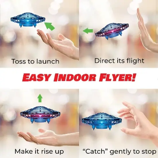 Link Hand-Controlled Mini UFO Drone Flying Toy Inside/Outside Adults & Kids Makes A Great Gift image {2}