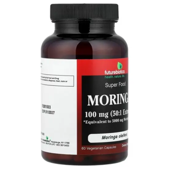 Futurebiotics Moringa, 100 mg, 60 Vegetarian Capsules image {3}