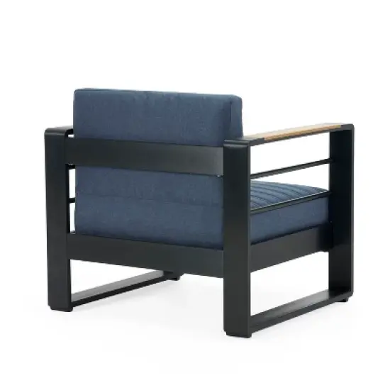 Christopher Knight Home Giovanna Outdoor Aluminum and Faux Wood Club Chair image {4}