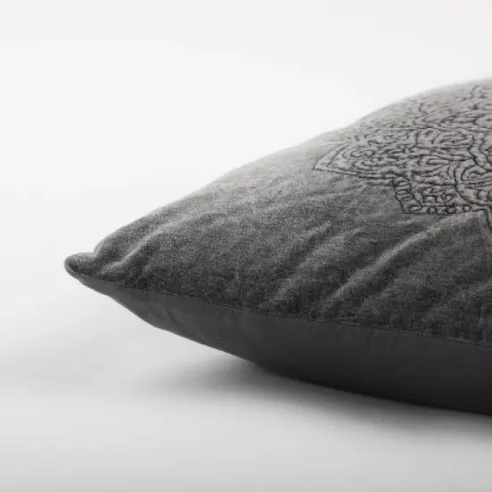 Medallion Throw Pillow Gray - Rizzy Home image {3}