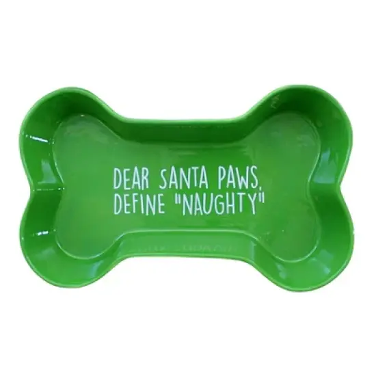 Transpac 1.75 In Holiday Pet Bowls Christmas , Bone Shape Paw Prints (1PC) image {4}