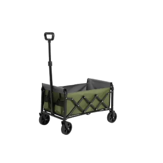 DOMETOUR Lightweight Folding Beach Wagon with Wheels - Heavy Duty Utility Cart for Grocery, Camping, Sports, Garden - Large Capacity - Army Green image {1}