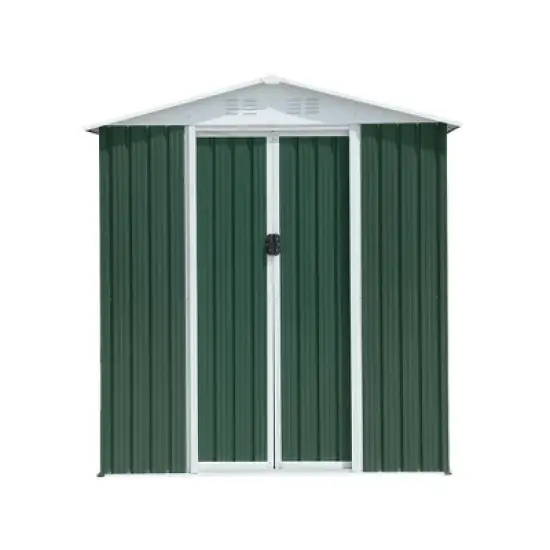 HANPURE 6FTx4FT Green Outdoor Tool Storage House Garden Shed With Aluminum Alloy Frame And Sliding Door image {1}