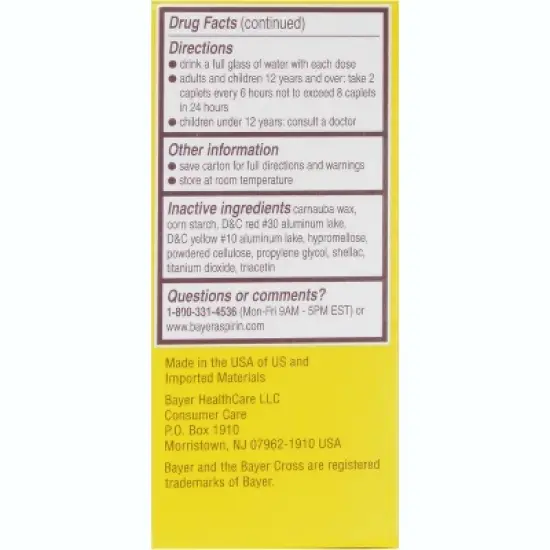 Bayer Aspirin Extra Strength Back & Body 500Mg Tablets 50 Ct image {3}
