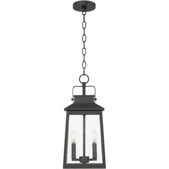 John Timberland Jubliee 19 1/4" High Modern Outdoor Pendant Light Fixture Ceiling Porch House Exterior 2-Light Hanging Black Metal Clear Glass Shade image {6}