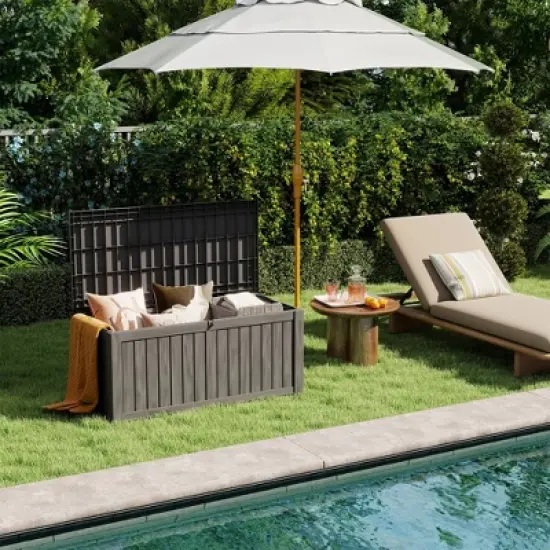 Decksplore 55/120/180/230/260 Gal Deck Box Outdoor Storage Box Patio Gardening Tools Water and UV Resistant for Patio image {5}