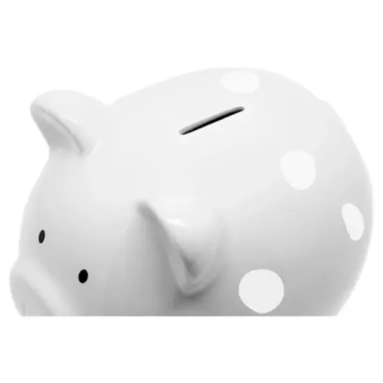Pearhead Ceramic Piggy Bank - Gray with White Polka Dots image {1}