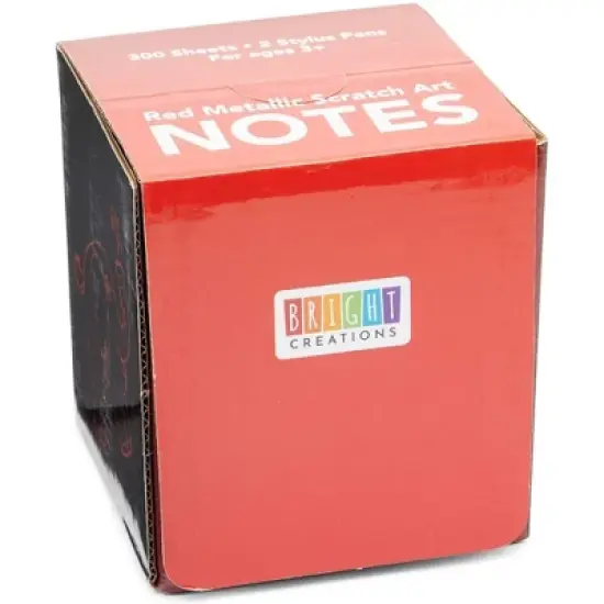 Bright Creations 300 Pack Rainbow Scratch Off Notes with 2 Wood Styluses Sticks, Red (3.5 in) image {5}