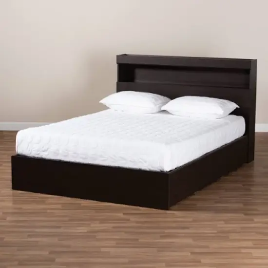 Queen 6 Drawer Blaine Wood Platform Storage Bed Dark Brown - Baxton Studio image {9}