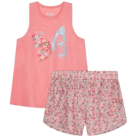 Sleep On It Girls Butteryfly 2-Piece Tank Pajama Shorts Sleep Set image {6}