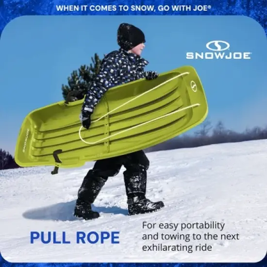 Snow Joe Plastic Snow Sled, Durable 48 Inch Sledding Toboggan Board with Handles and Rope for Winter Sports and Recreation, Green, SJ-SLD48-GRN image {4}