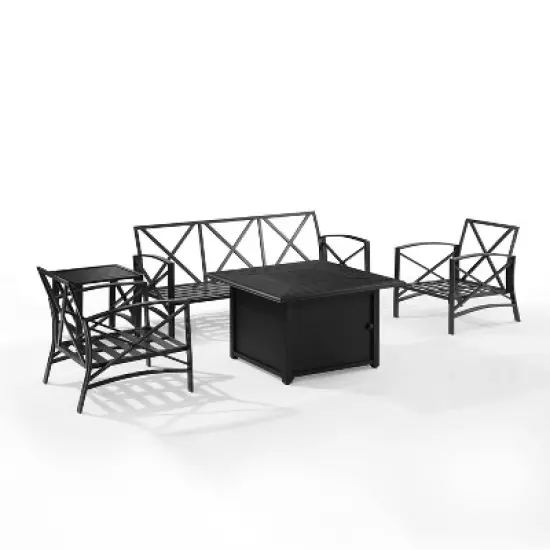 Kaplan 5pc Outdoor Sofa Set with Fire Table - Mist - Crosley image {4}