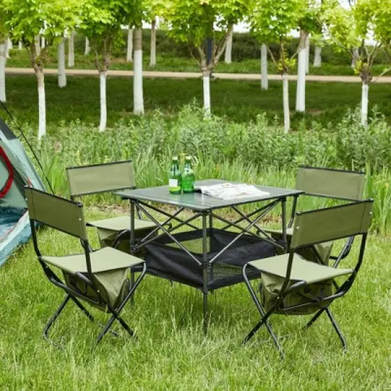 5-Piece Folding Table and Chairs Set, Ideal for Indoor and Outdoor Use - Camping, Picnics, Beach, Backyard, BBQ, Party, Patio image {4}