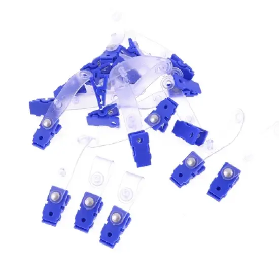 Unique Bargains Plastic ID Card Holder Badge Strap Clip Fastener Blue Clear 20 Pcs image {5}