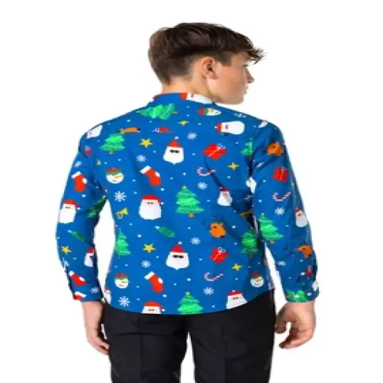 OppoSuits Teen Boys Christmas Shirt - Festivity Blue image {1}